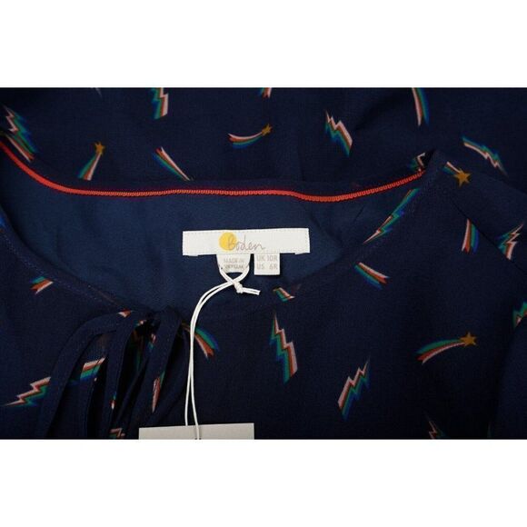 Boden Womens Iona Midi Dress UK 10 US 6 Blue Shooting Star Print 3/4 Sleeve NWT - Picture 6 of 6